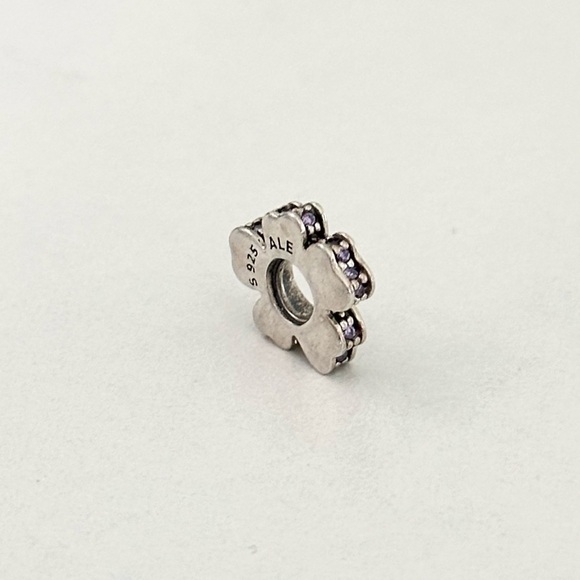 Pandora Purple CZ Wildflower Meadow Flower Spacer Rare Retired Bead Charm - Picture 4 of 5